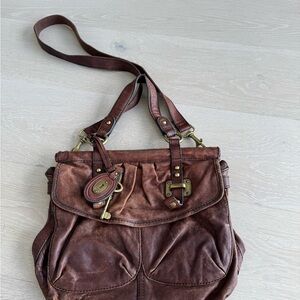 Fossil Rich Brown Leather Shoulder Bag
